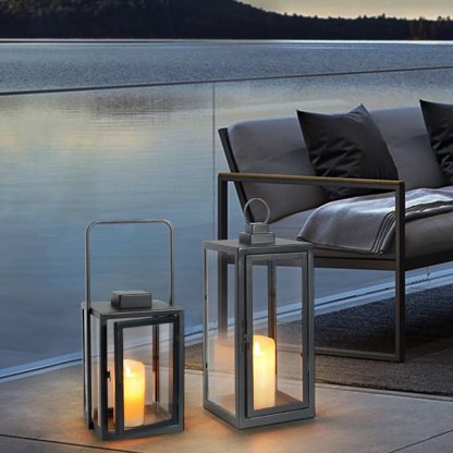 Glass Candle Holder DC 5V LED Black Modern Portable Outdoor Floor Llights-Lighom
