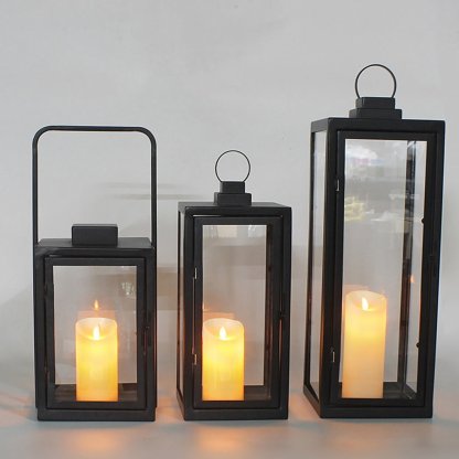 Glass Candle Holder DC 5V LED Black Modern Portable Outdoor Floor Llights-Lighom