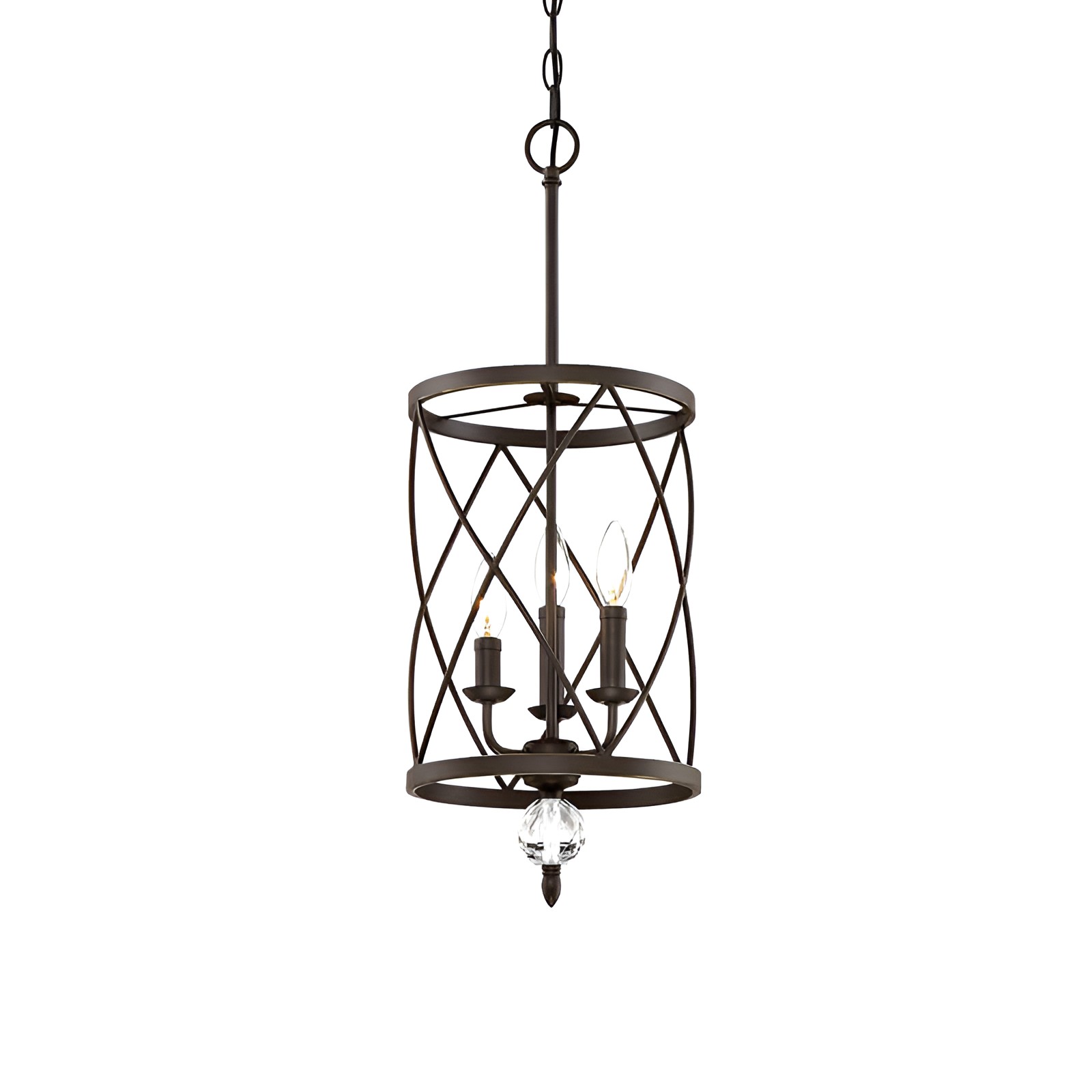 Retro Wrought Iron Openwork Column Chandelier