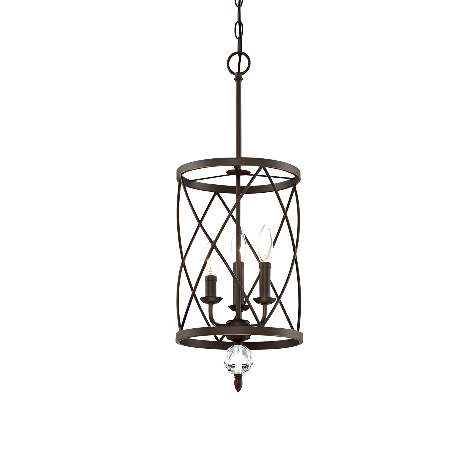 Retro Wrought Iron Openwork Column Chandelier