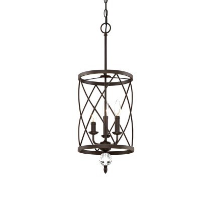 Retro Wrought Iron Openwork Column Chandelier
