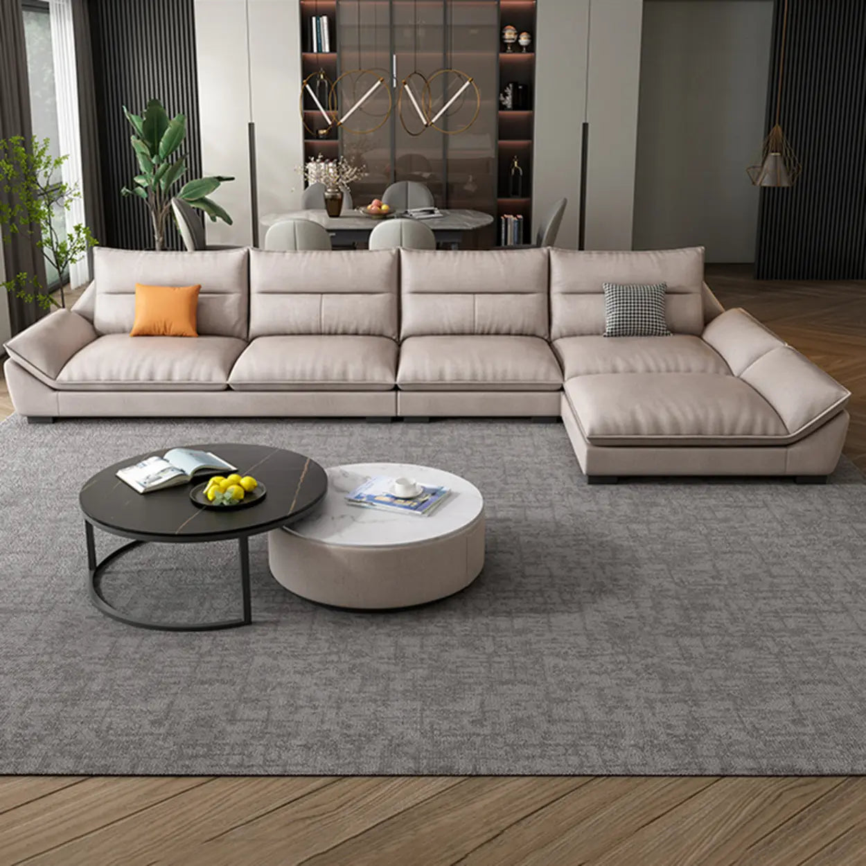Reversible Beige Tech Cloth Sectional