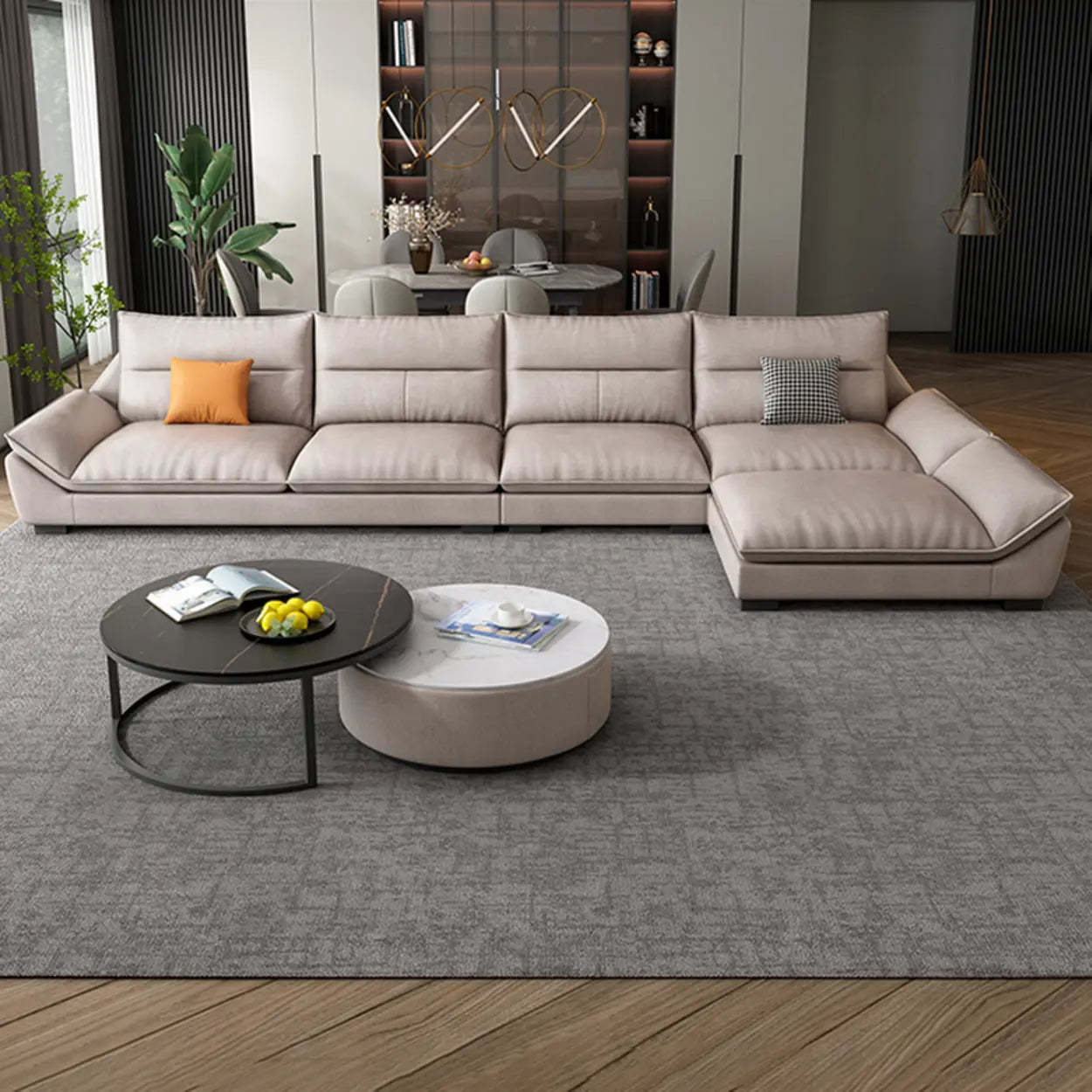 Reversible Beige Tech Cloth Sectional
