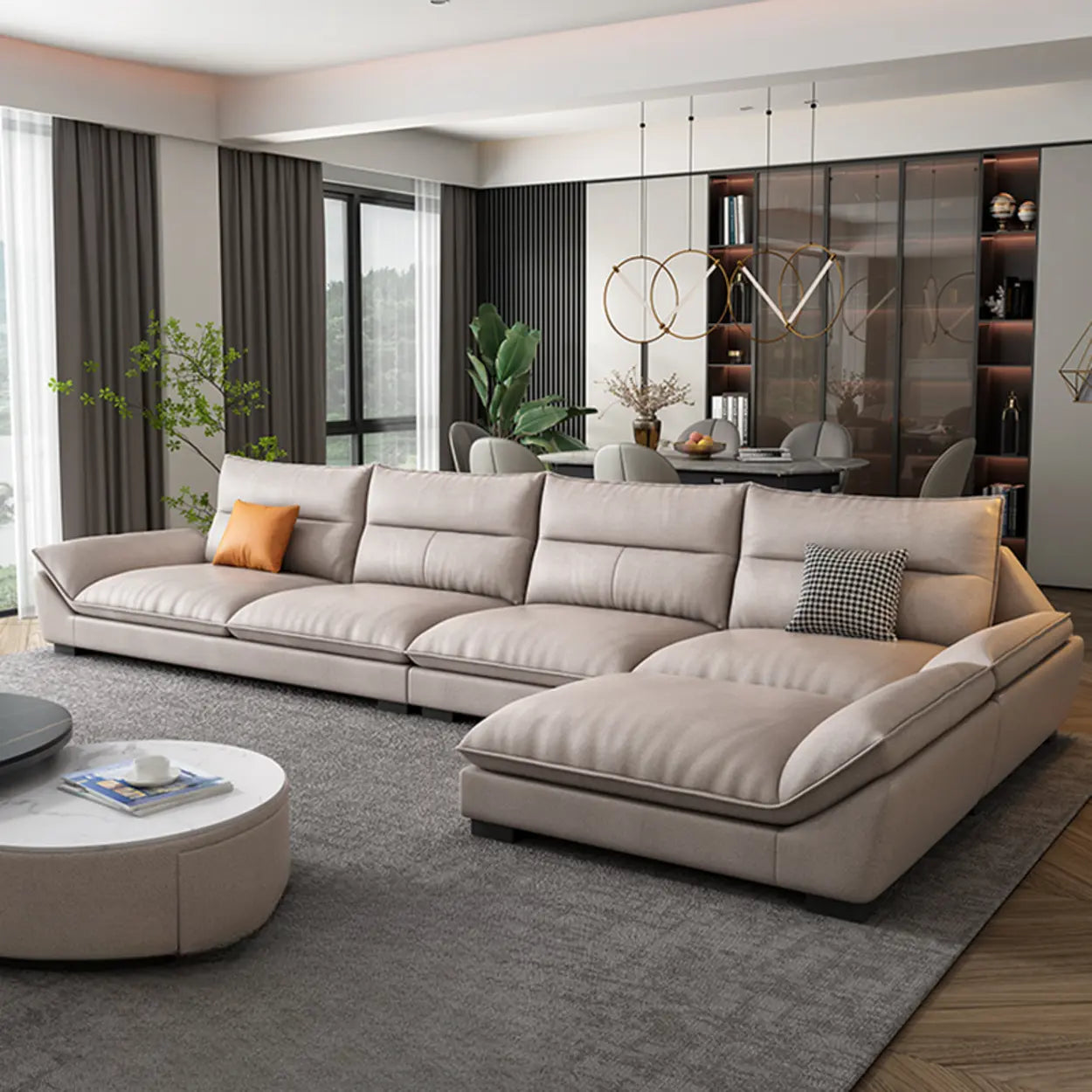 Reversible Beige Tech Cloth Sectional