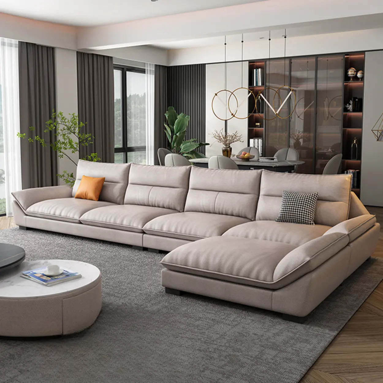 Reversible Beige Tech Cloth Sectional