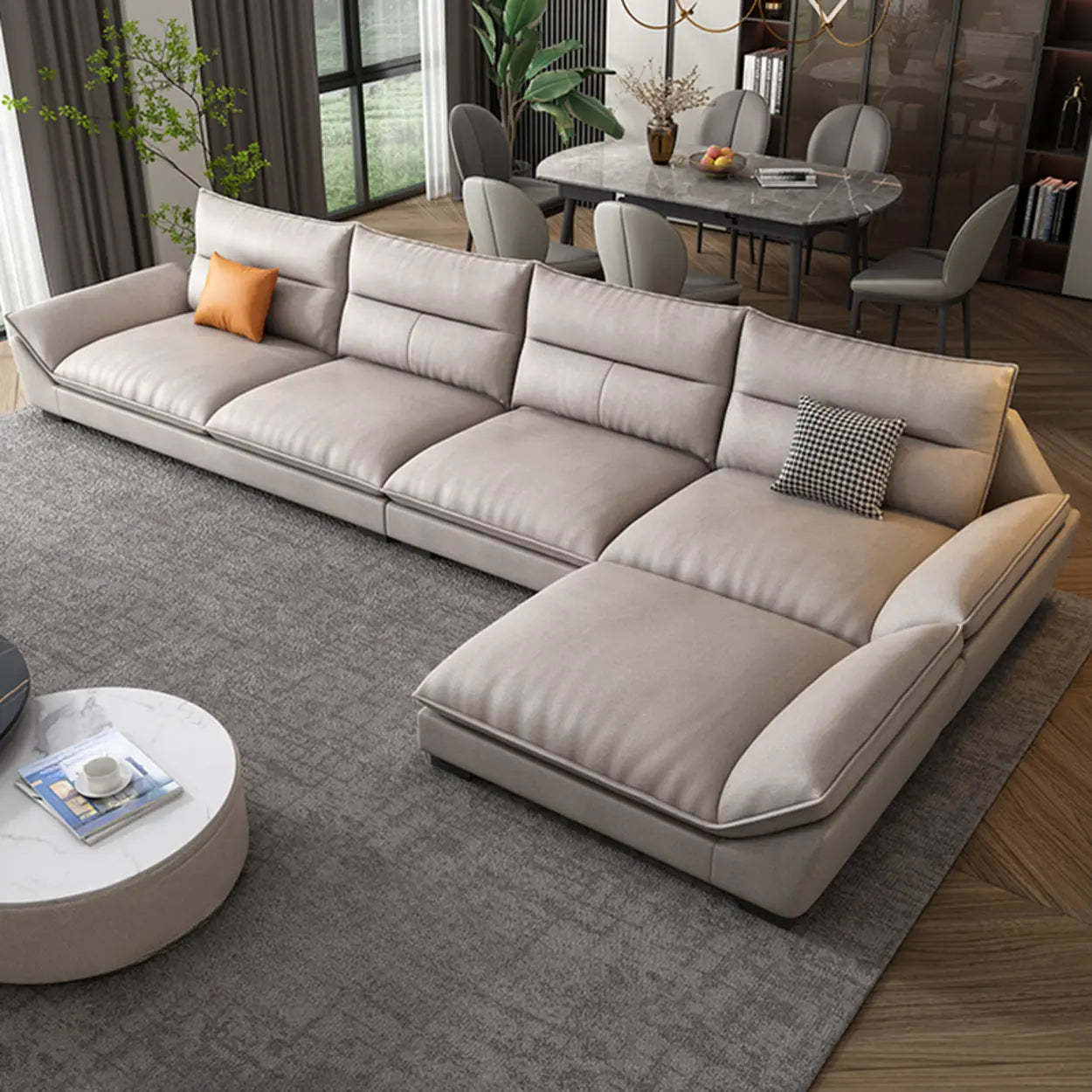 Reversible Beige Tech Cloth Sectional