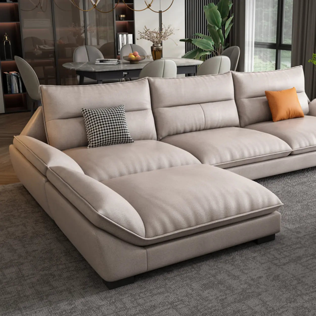 Reversible Beige Tech Cloth Sectional