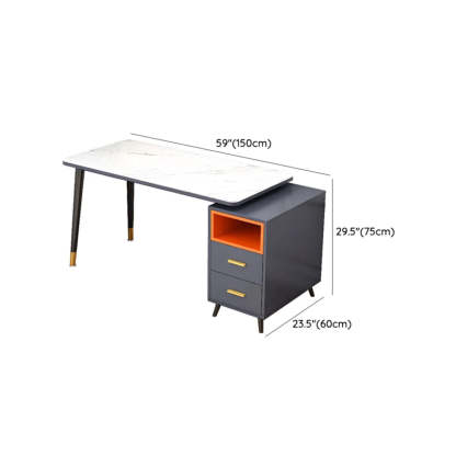 Reversible Ergonomic Off-White Computer Desk with Drawers