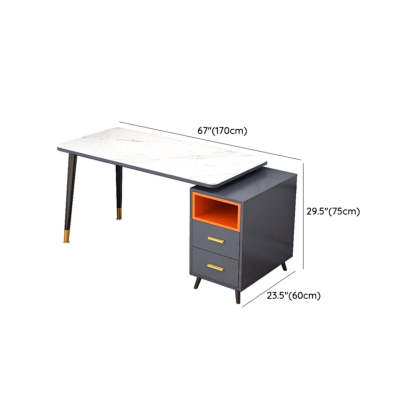 Reversible Ergonomic Off-White Computer Desk with Drawers