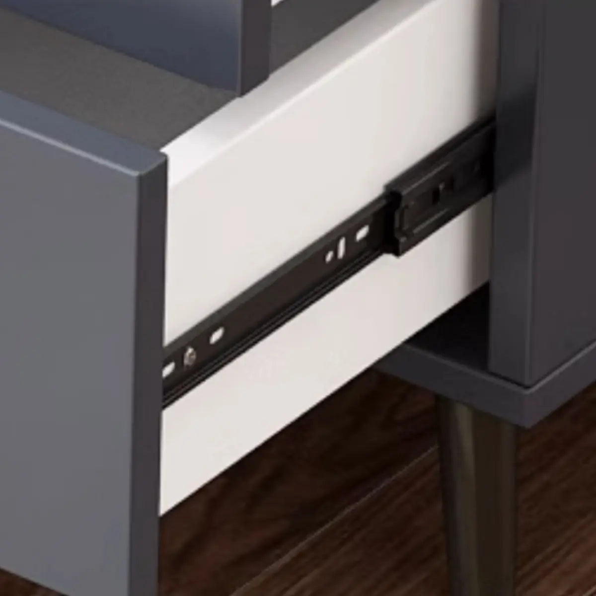 Reversible Ergonomic Off-White Computer Desk with Drawers