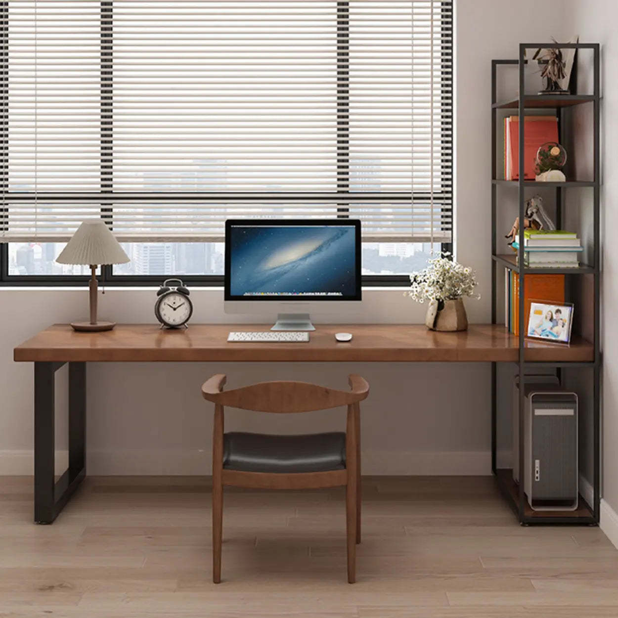 Reversible Pine Butcher Block Bookcase Computer Desk — Table Only