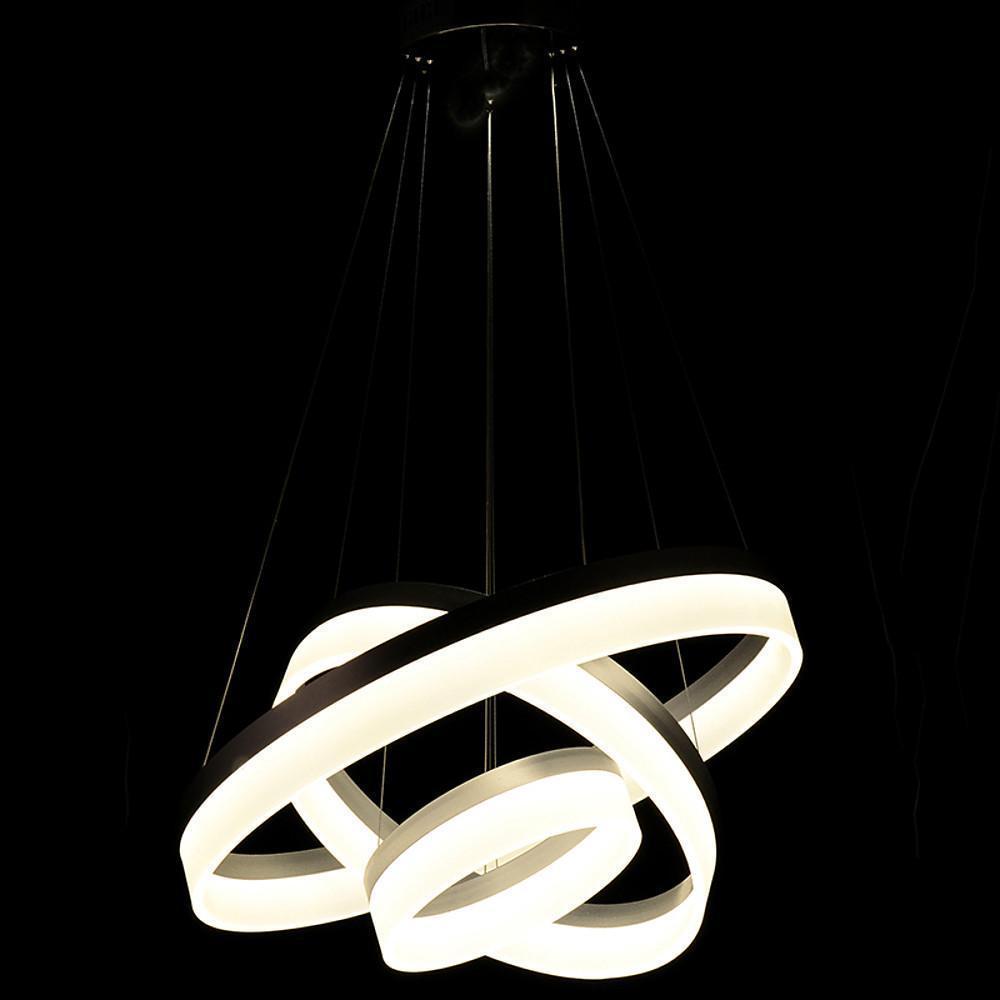 24" Adjustable 3-Ring Vintage Metal Acrylic LED Chandelier