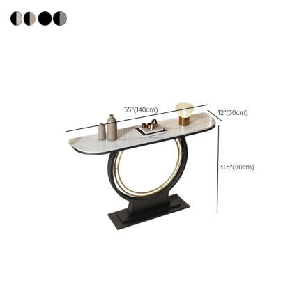 Ring Base Half Moon Sintered Stone Console Table — Black / White