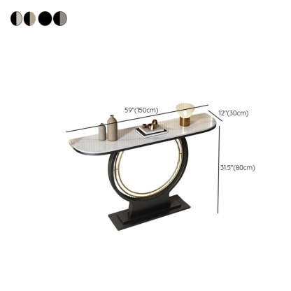 Ring Base Half Moon Sintered Stone Console Table — Black / Light Gray