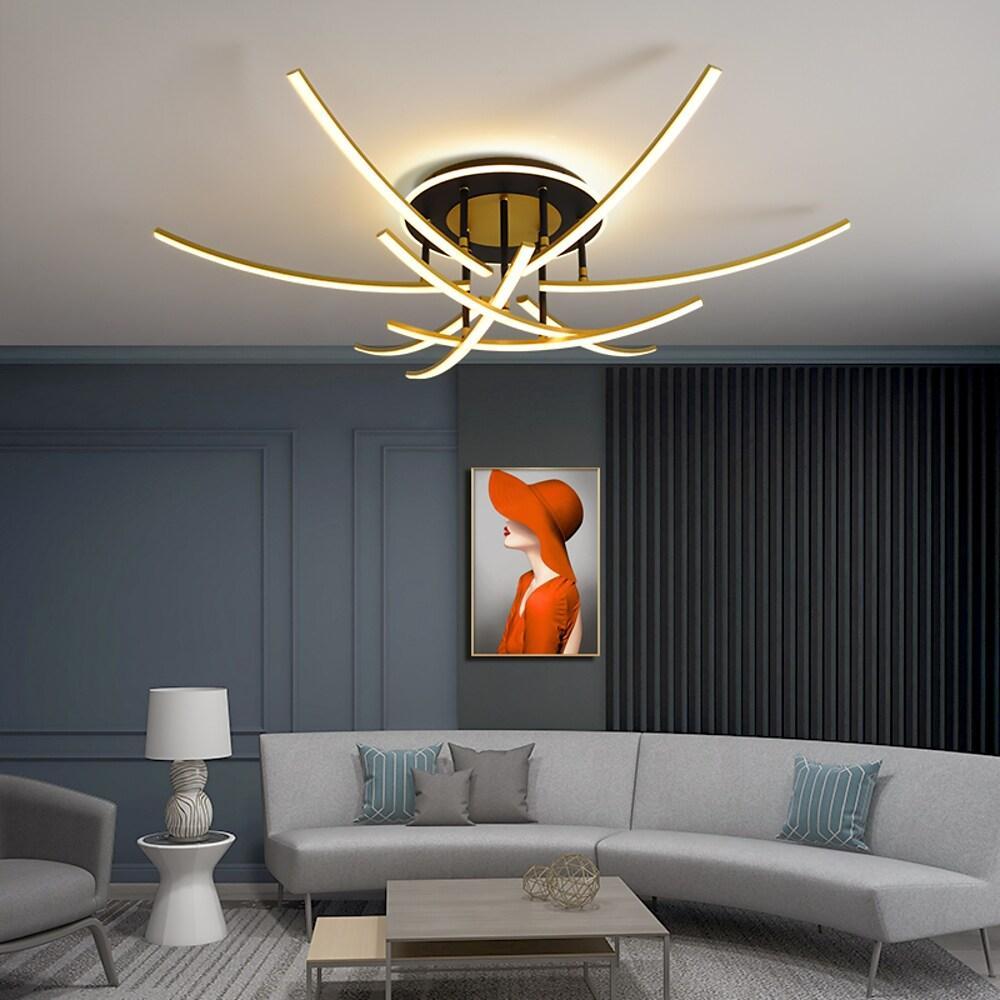 Curved Linear Dimmable LED Artistic Nordic Ceiling Lights Flush Mount Lighting-Lighom