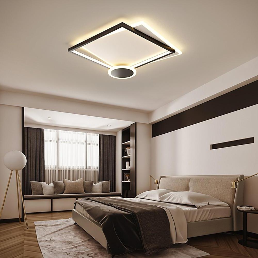 Squares Circle Metal Offset Flush Mount Light LED Bedroom Ceiling Lights-Lighom