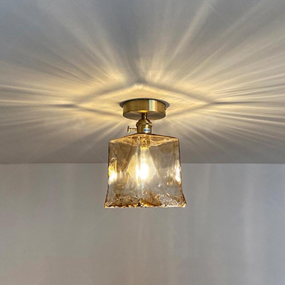 Creative Glass Lantern LED Electroplated Modern Pendant Light Ceiling Lights-Lighom