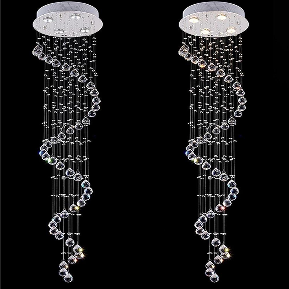 Spiraling Modern Chandelier Crystal Electroplated Metal Light Fixtures-Lighom