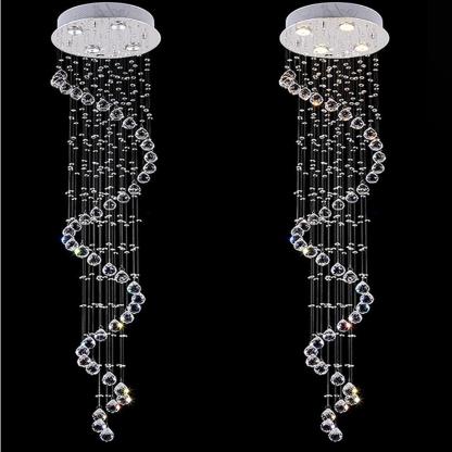 Spiraling Modern Chandelier Crystal Electroplated Metal Light Fixtures-Lighom