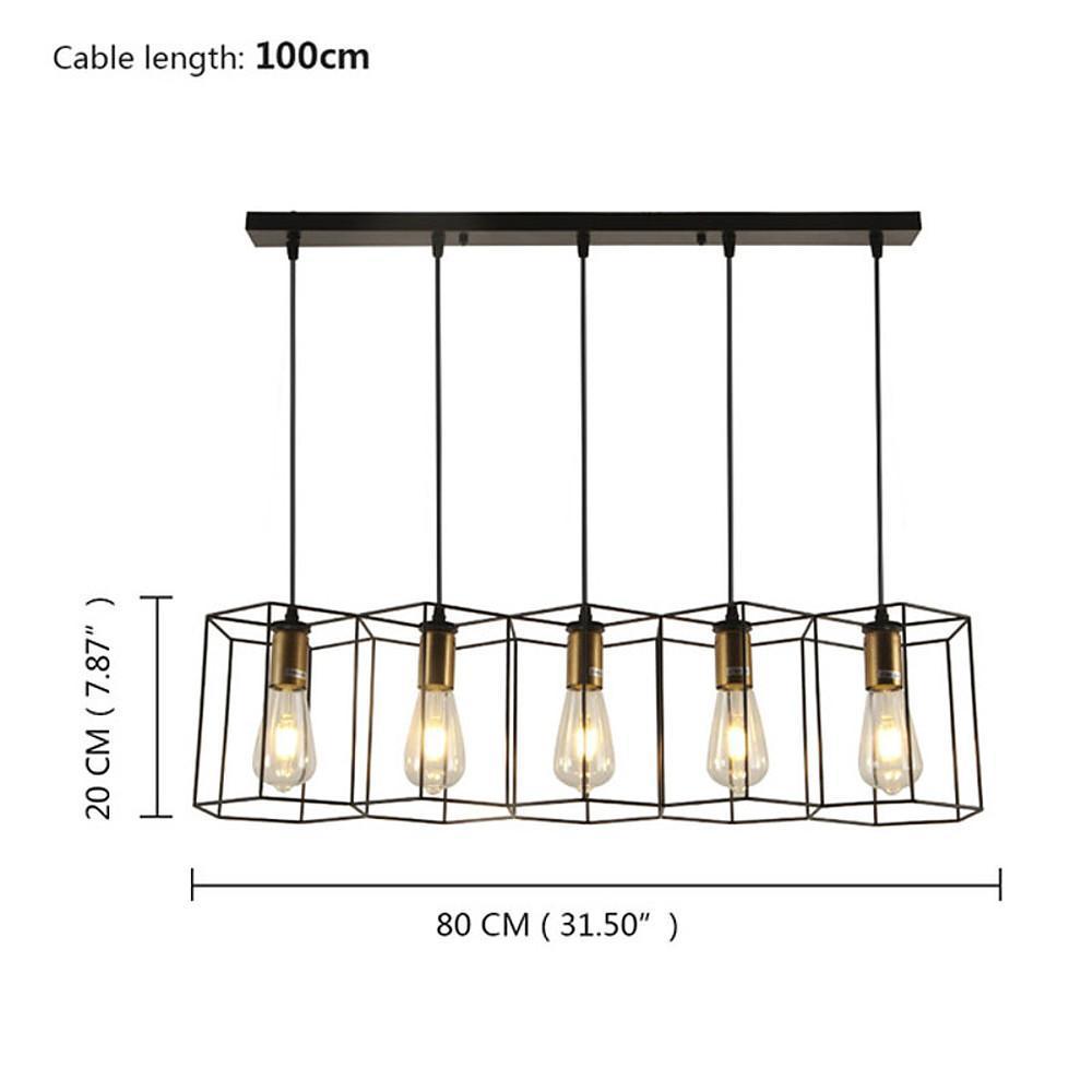 5 or 3 Light Metal Square Line LED Nordic Pendant Lighting Kitchen Island Lighting-Lighom