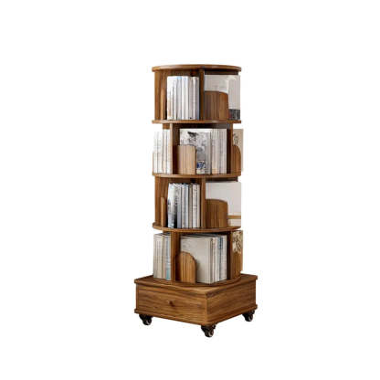 Rustic Rotating Vertical Wood Narrow Bookcase