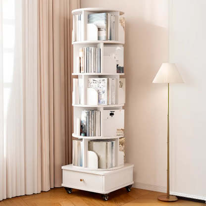 Rustic Rotating Vertical Wood Narrow Bookcase