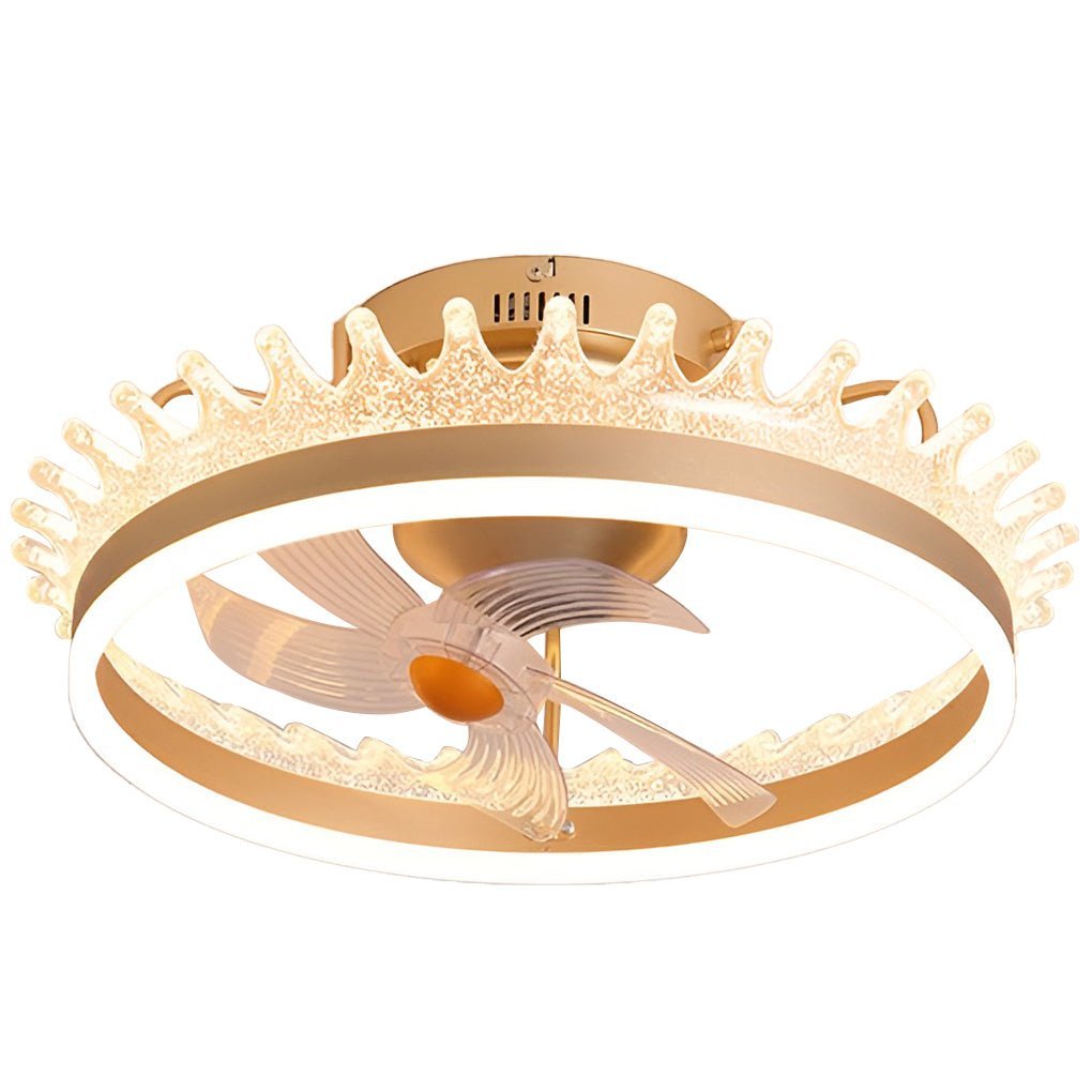 Round 360�� Rotating Dimmable LED Silent Ceiling Fan Light with Remote Control-Lighom