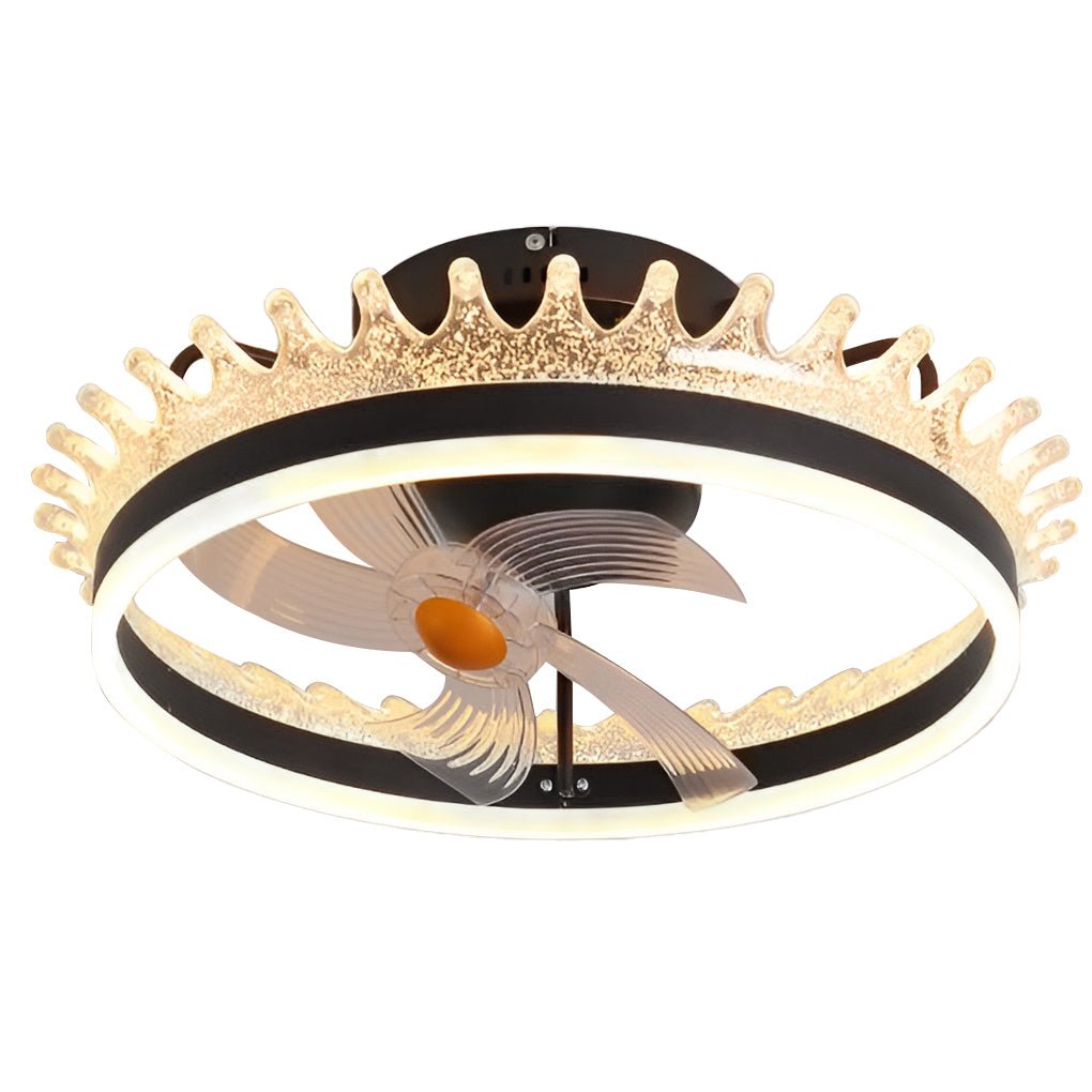 Round 360�� Rotating Dimmable LED Silent Ceiling Fan Light with Remote Control-Lighom