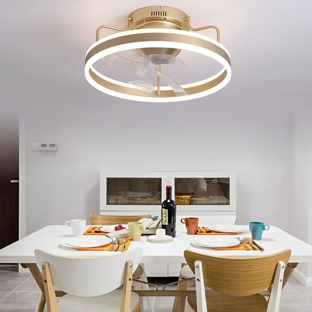 Round 360�� Rotating Dimmable LED Silent Ceiling Fan Light with Remote Control-Lighom