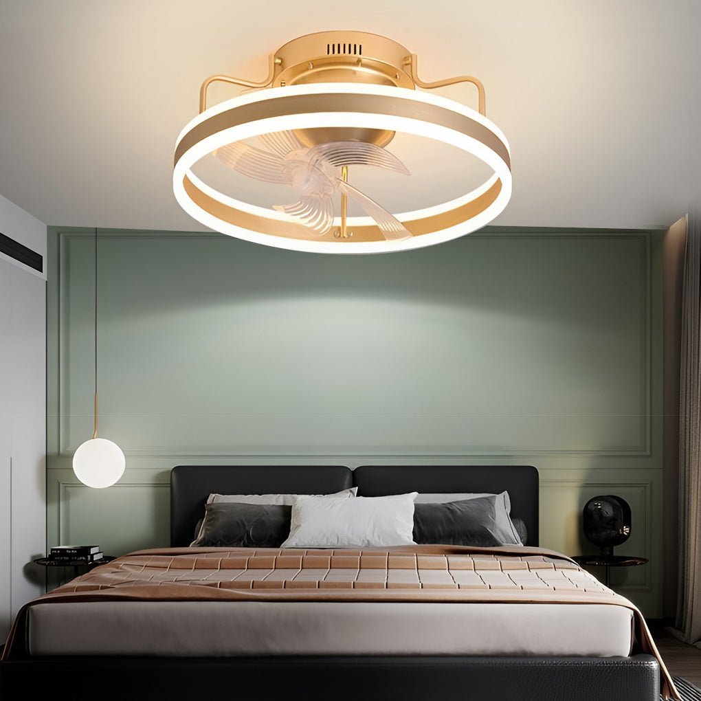 Round 360�� Rotating Dimmable LED Silent Ceiling Fan Light with Remote Control-Lighom