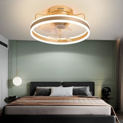 Round 360�� Rotating Dimmable LED Silent Ceiling Fan Light with Remote Control-Lighom