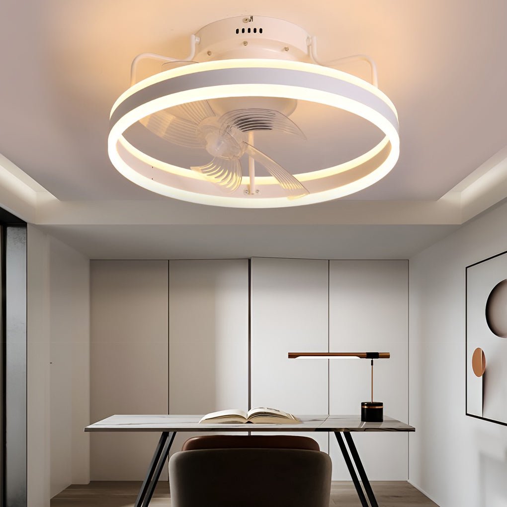 Round 360�� Rotating Dimmable LED Silent Ceiling Fan Light with Remote Control-Lighom