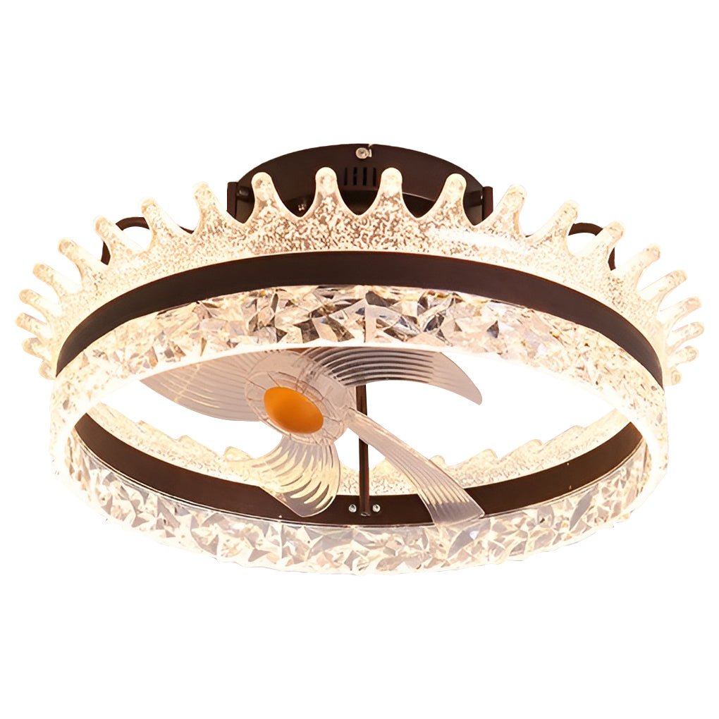 Round 360�� Rotating Dimmable LED Silent Ceiling Fan Light with Remote Control-Lighom