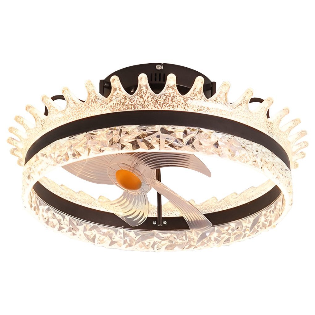 Round 360�� Rotating Dimmable LED Silent Ceiling Fan Light with Remote Control-Lighom