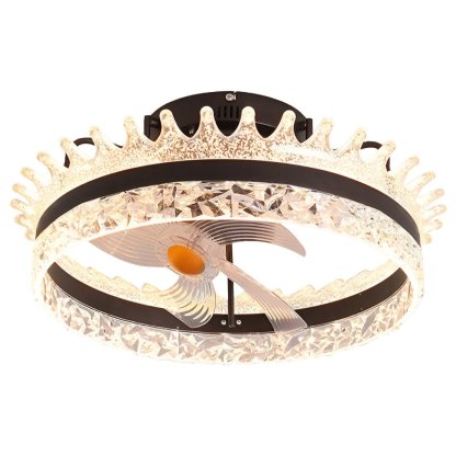 Round 360�� Rotating Dimmable LED Silent Ceiling Fan Light with Remote Control-Lighom