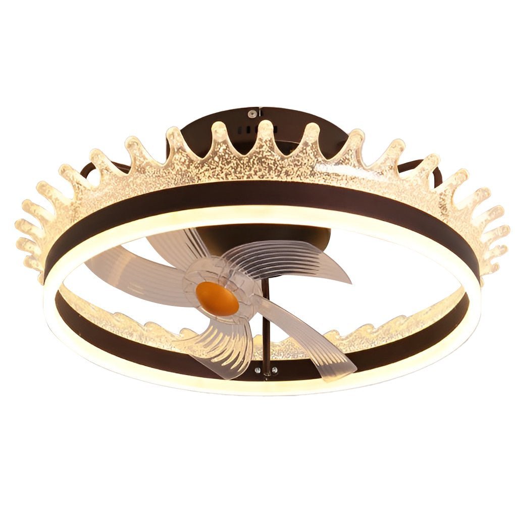 Round 360�� Rotating Dimmable LED Silent Ceiling Fan Light with Remote Control-Lighom