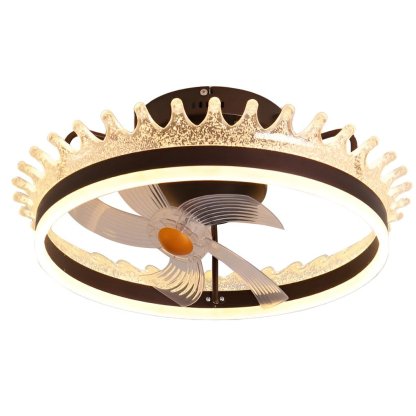 Round 360�� Rotating Dimmable LED Silent Ceiling Fan Light with Remote Control-Lighom