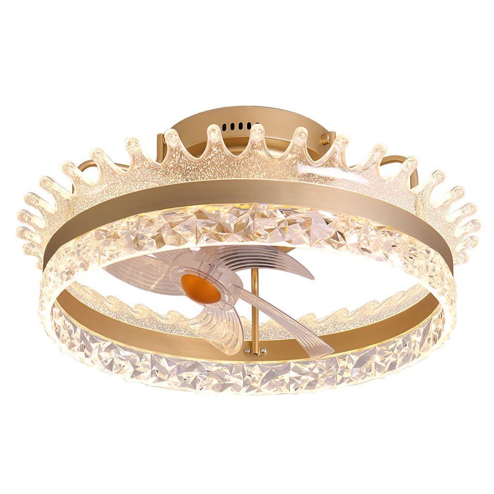 Round 360�� Rotating Dimmable LED Silent Ceiling Fan Light with Remote Control-Lighom