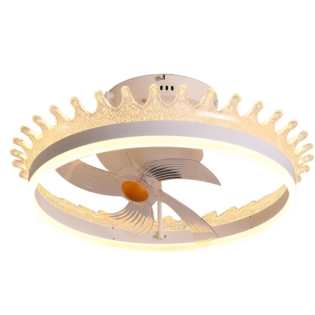 Round 360�� Rotating Dimmable LED Silent Ceiling Fan Light with Remote Control-Lighom