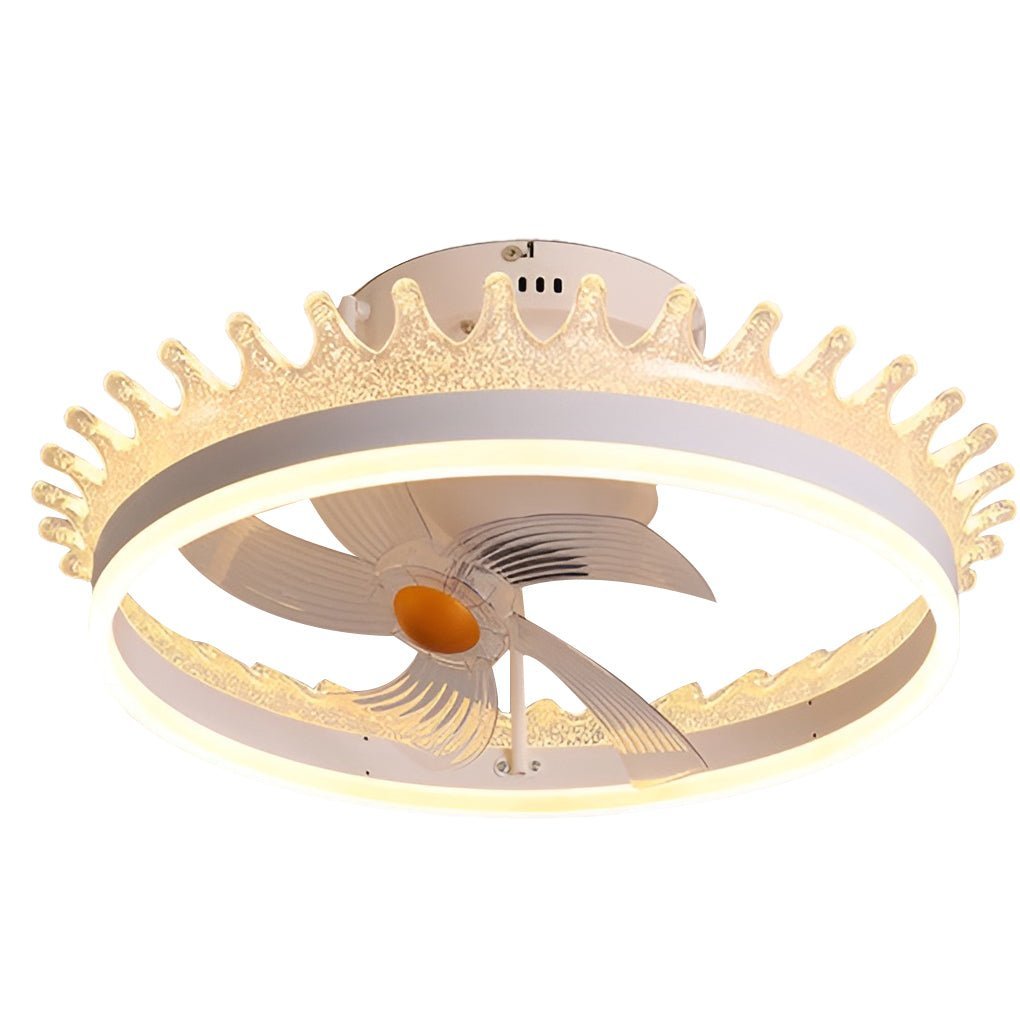 Round 360�� Rotating Dimmable LED Silent Ceiling Fan Light with Remote Control-Lighom