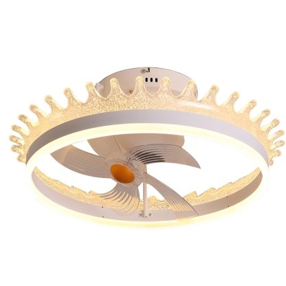 Round 360�� Rotating Dimmable LED Silent Ceiling Fan Light with Remote Control-Lighom