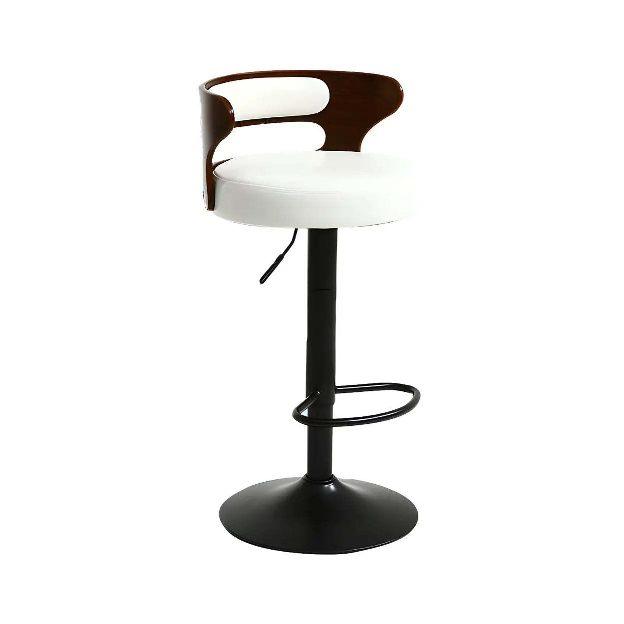 Round Adjustable Cotton Cushion Swivel Bar Stool — Matte Black / Chrome / 1 Piece
