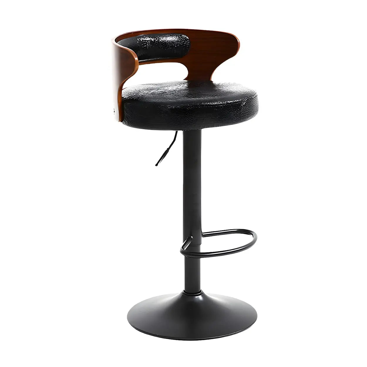 Round Adjustable Cotton Cushion Swivel Bar Stool — White / Black / 8 Piece Set