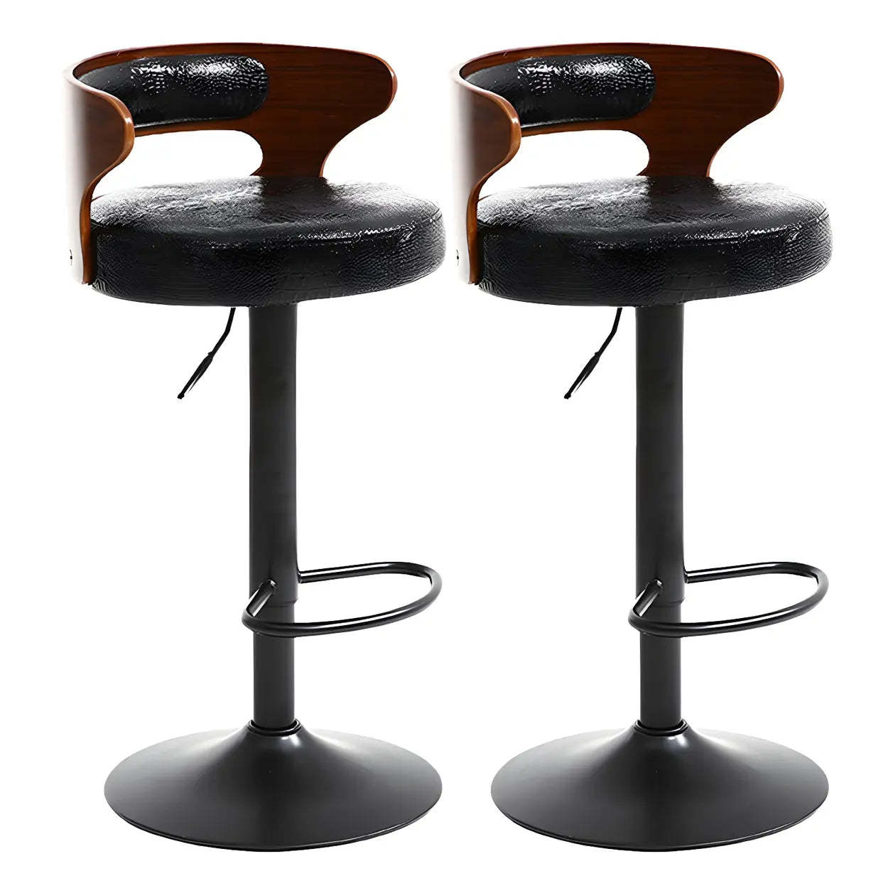 Round Adjustable Cotton Cushion Swivel Bar Stool — Brown / Black / 1 Piece
