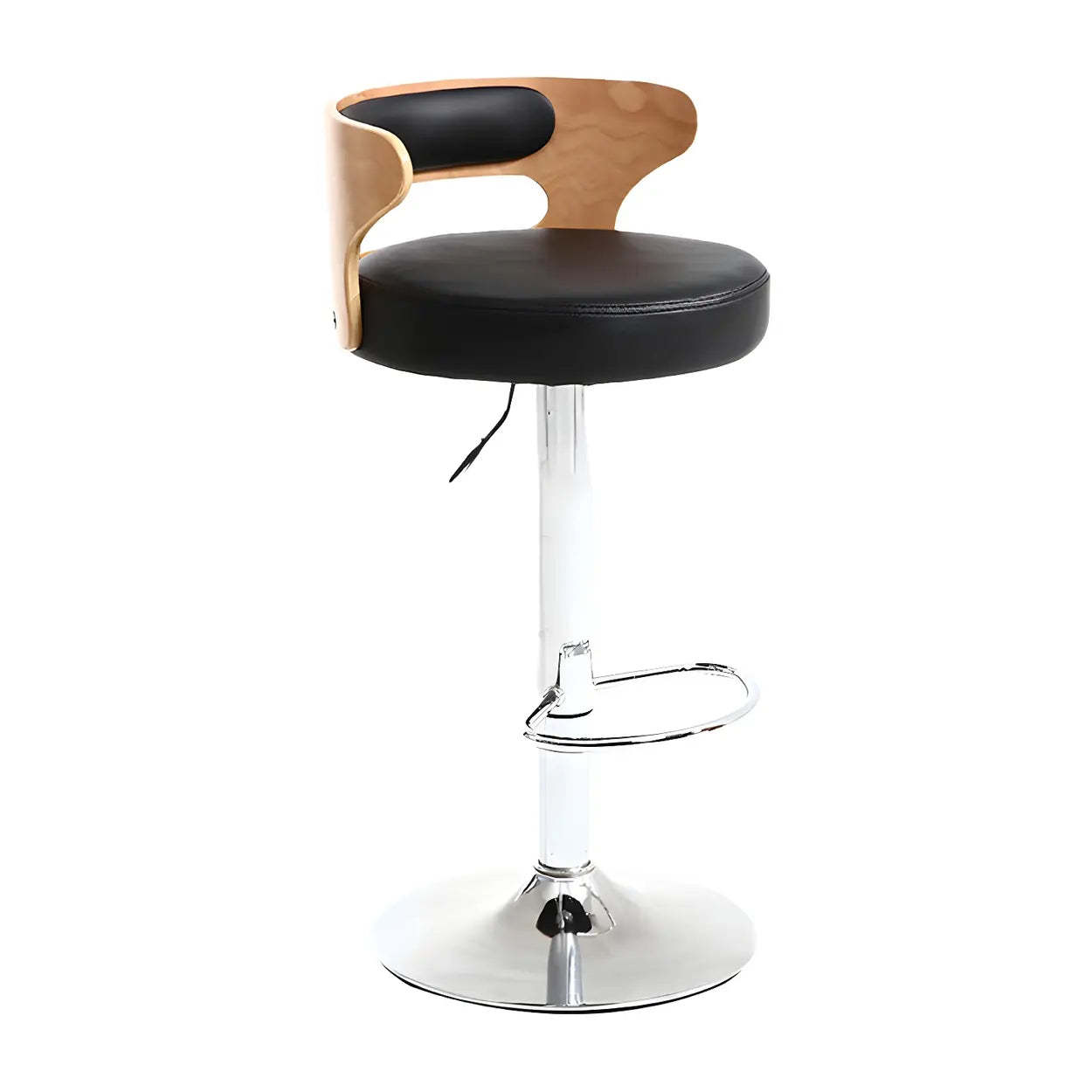 Round Adjustable Cotton Cushion Swivel Bar Stool — Khaki / Chrome / 8 Piece Set