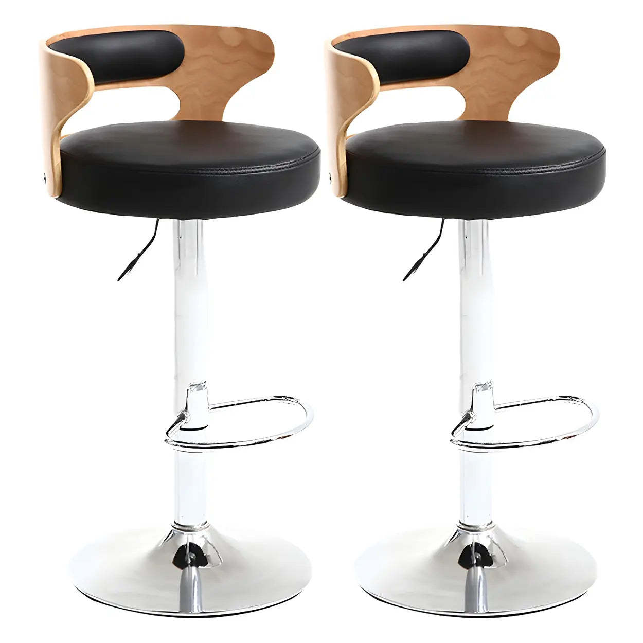 Round Adjustable Cotton Cushion Swivel Bar Stool — Coffee / Black / 1 Piece