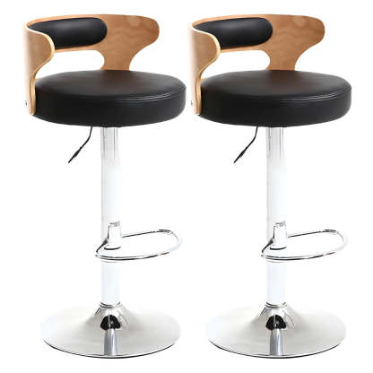 Round Adjustable Cotton Cushion Swivel Bar Stool — Coffee / Black / 1 Piece