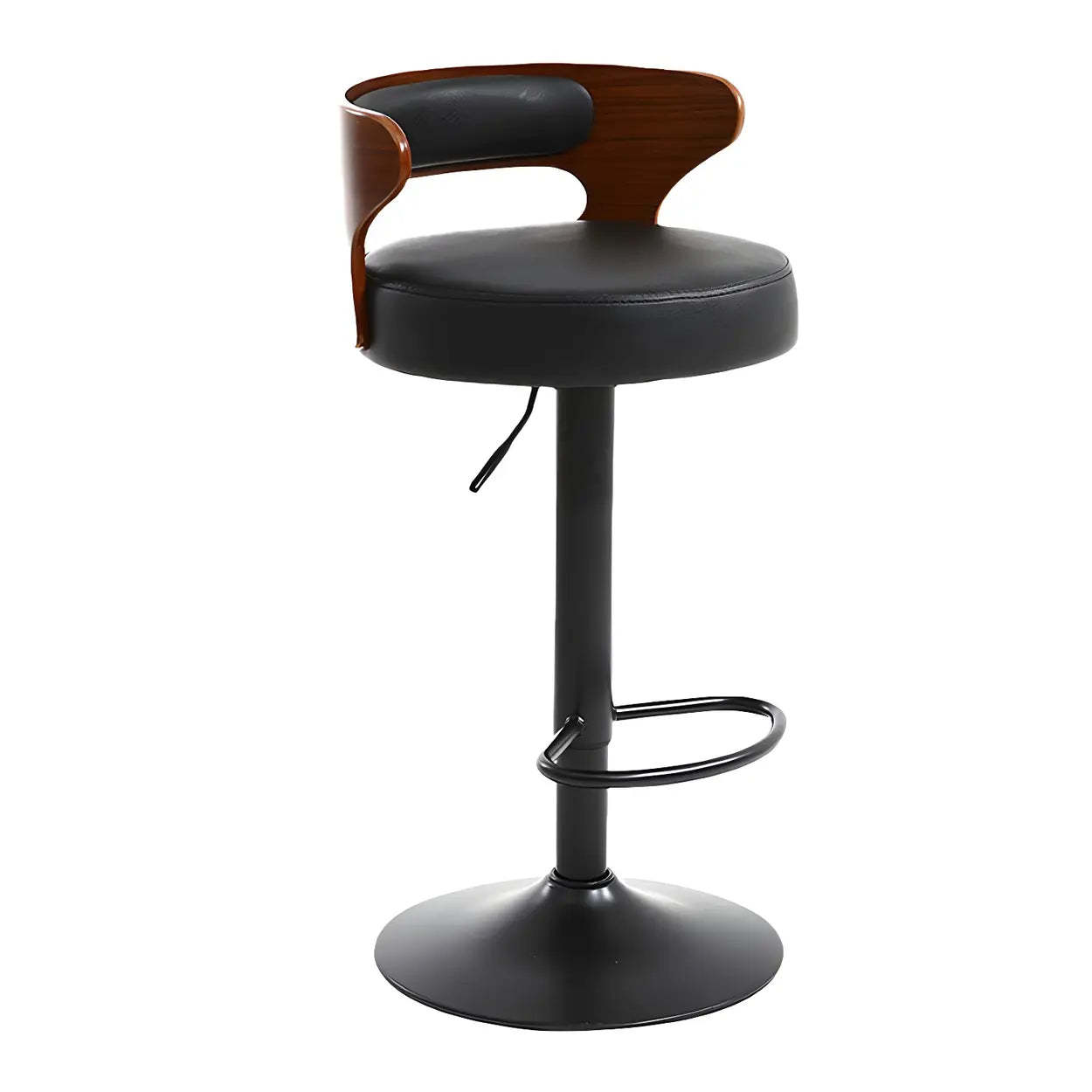 Round Adjustable Cotton Cushion Swivel Bar Stool — Coffee / Black / 8 Piece Set