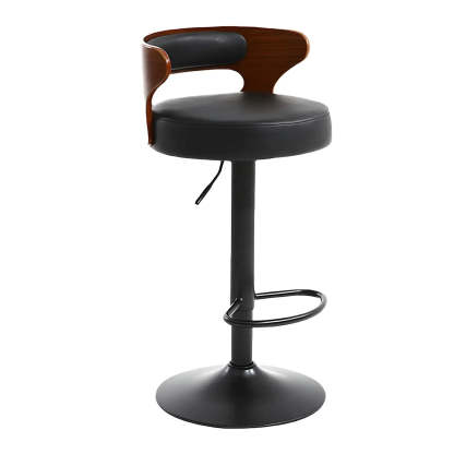 Round Adjustable Cotton Cushion Swivel Bar Stool — Coffee / Black / 8 Piece Set