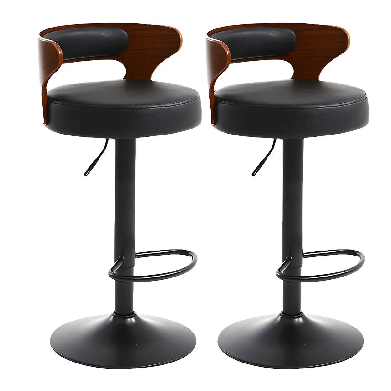 Round Adjustable Cotton Cushion Swivel Bar Stool — Green / Chrome / 1 Piece
